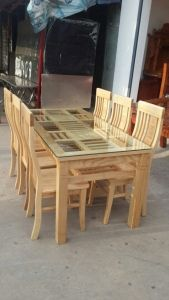 Bộ bàn ghế ăn gỗ sồi Nga, mẫu khay chè