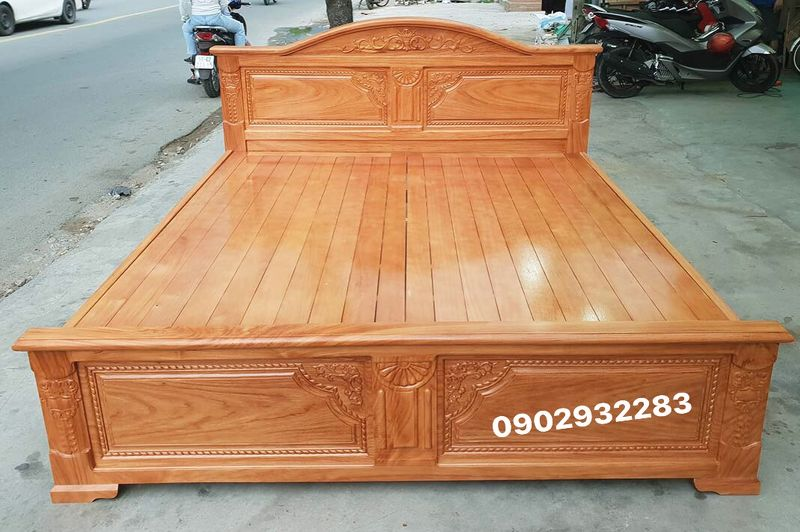 Giường ngủ gỗ gõ đỏ 1m6 x 2m G01