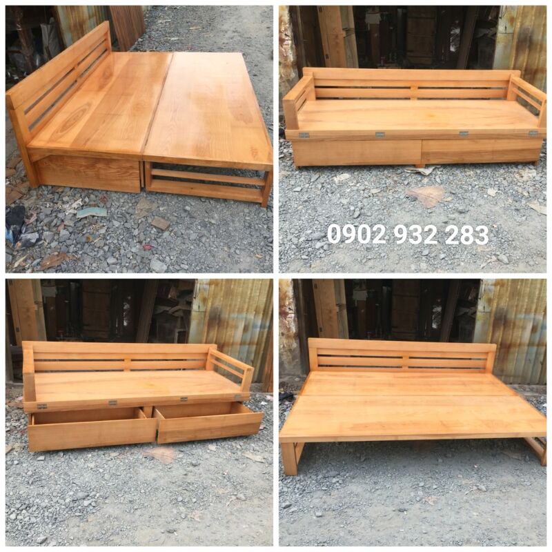 Sofa giường gỗ sồi 1.2m x 2m