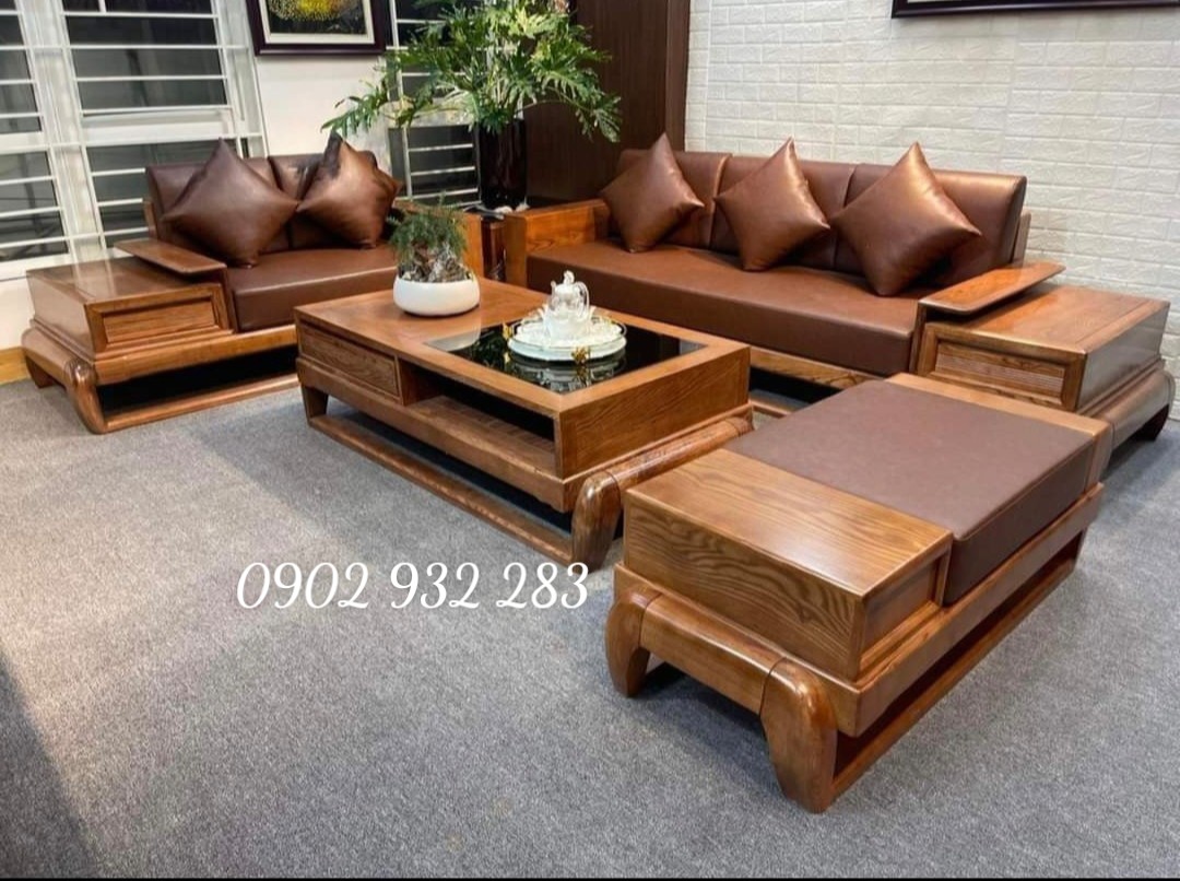 Bộ sofa gỗ hương chân đùi gà mẫu hiện đại