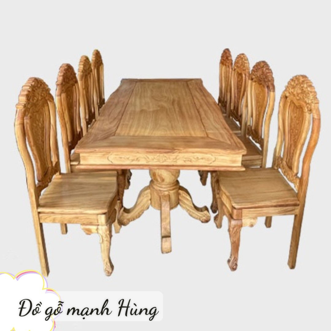 Bộ bàn ăn gỗ gõ đỏ 8 ghế mẫu bánh tây 6 ghế và 8 ghế 