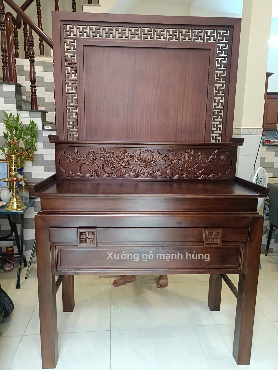 Bàn thờ 2 tầng mẫu chữ thọ ngang 1m07