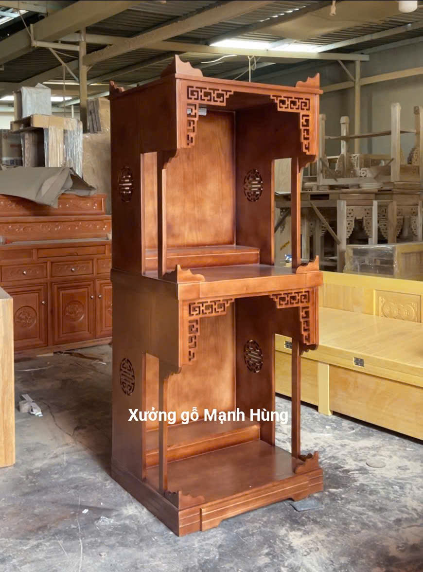 Tủ thờ 3 trong 1 gỗ sồi tự nhiên