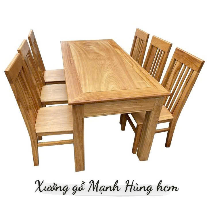 Bộ bàn ăn 6 ghế gỗ gõ đỏ mẫu đơn giản