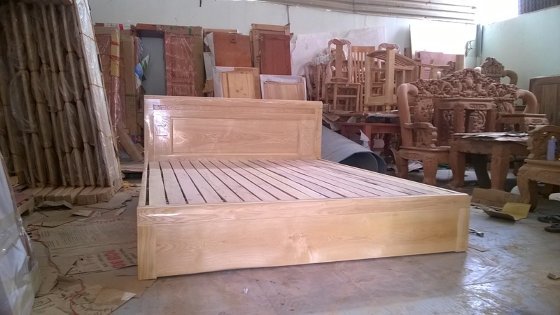 Giường ngủ gỗ sồi 1.6m x 2m kiểu hộp cao 30cm