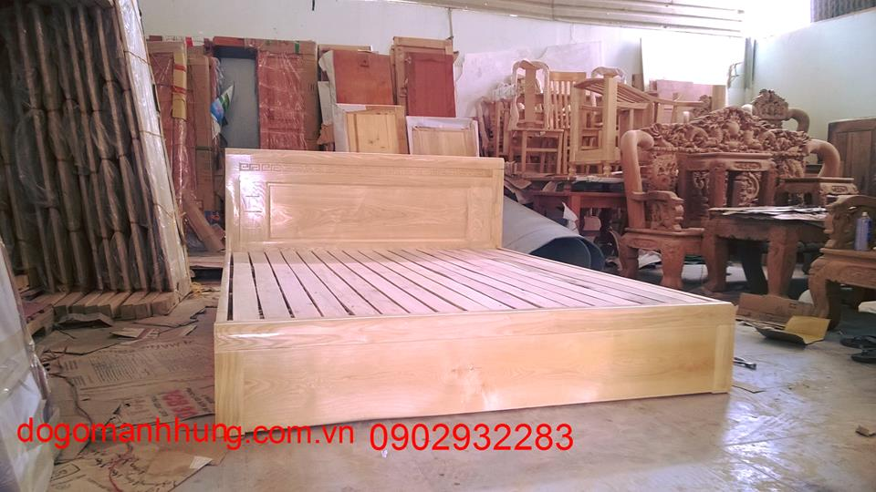 Giường ngủ gỗ sồi 1m6 x 2m có hộc kéo	