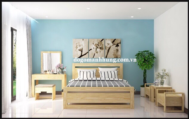 Giường ngủ gỗ sồi mẫu hiện đại 1m6 x 2m MS 3.7