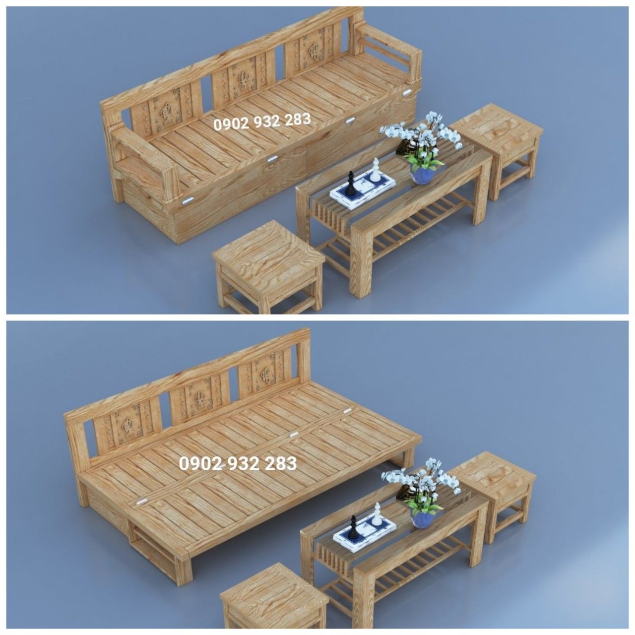 Bộ sofa giường gỗ sồi M6.9