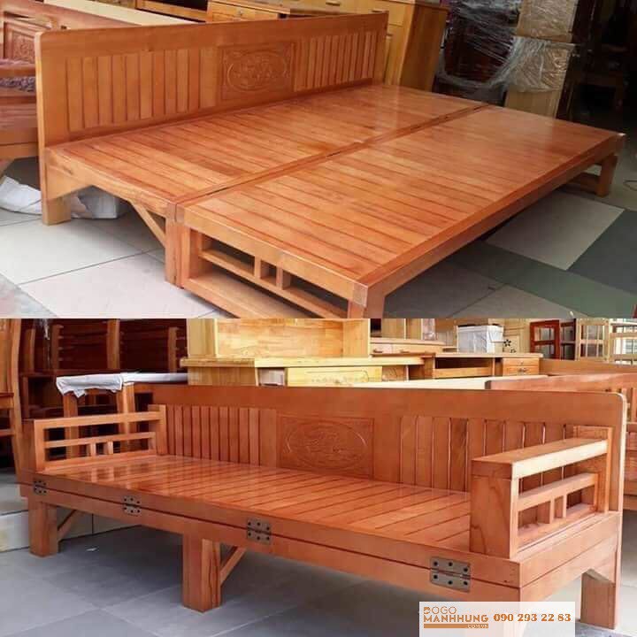 Sofa giường - giường gấp gỗ tự nhiên