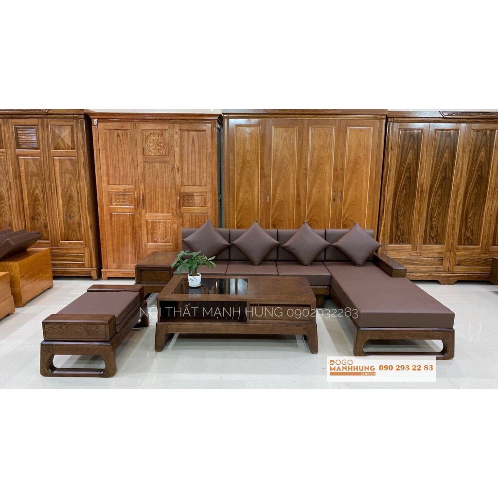 Bộ bàn ghế Sofa góc gỗ sồi chân quỳ M012