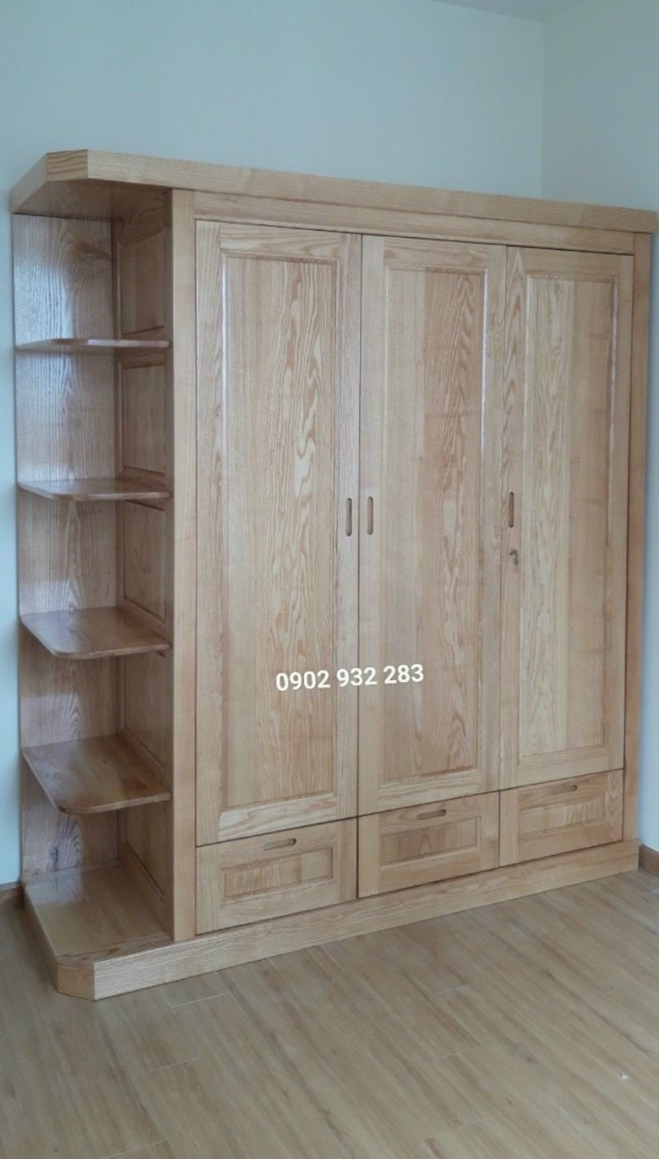 Tủ quần áo gỗ sồi tự nhiên 1m80