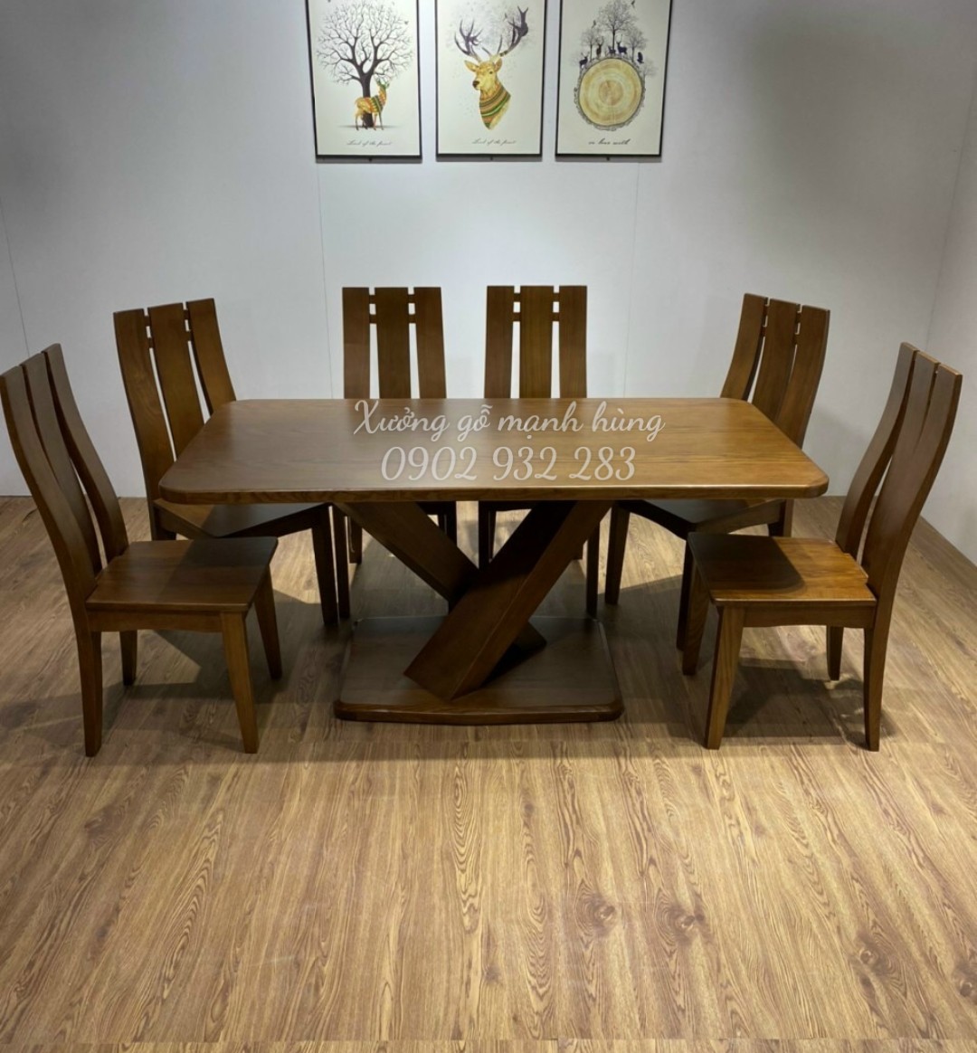 Bộ bàn ăn mẫu hiện đại gỗ sồi 6 ghế