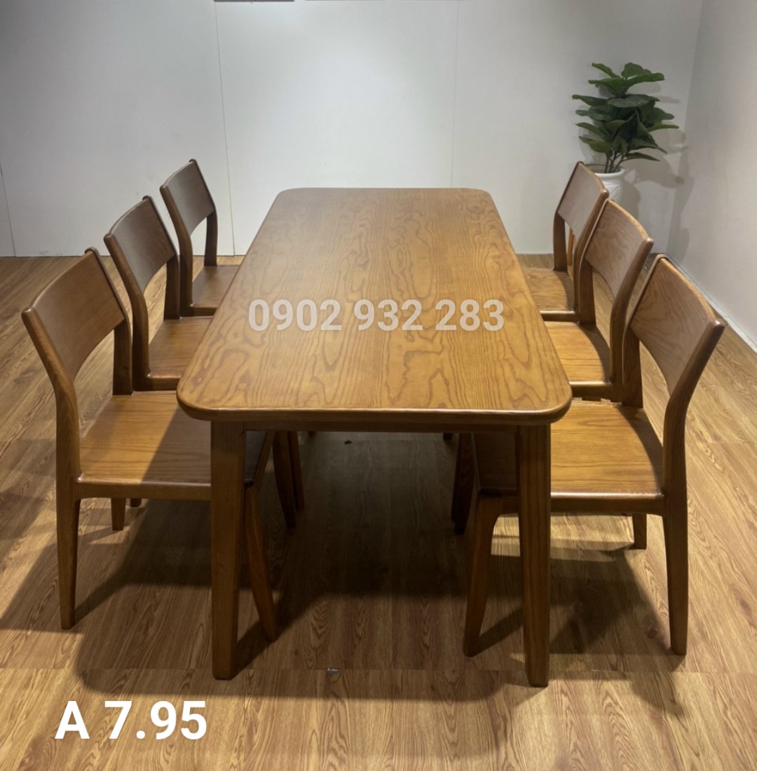 Bộ bàn ăn 6 ghế màu óc chó A 7.95