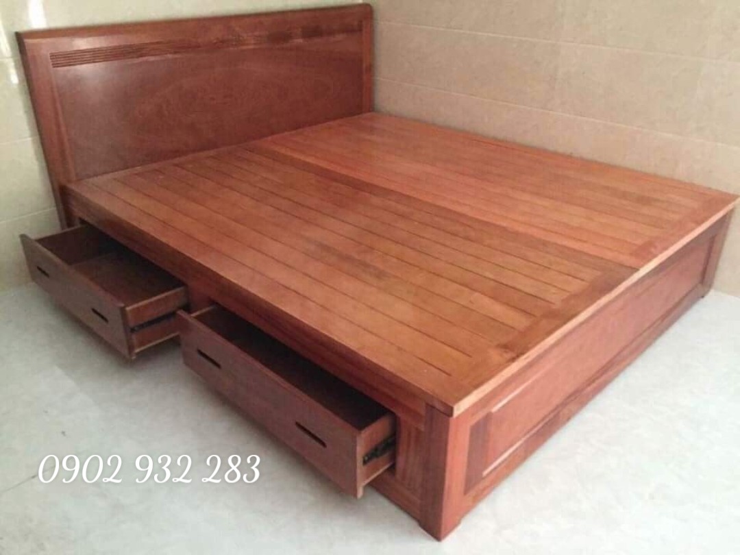 Giường ngủ hộc kéo gỗ xoan đào lào dạt phản