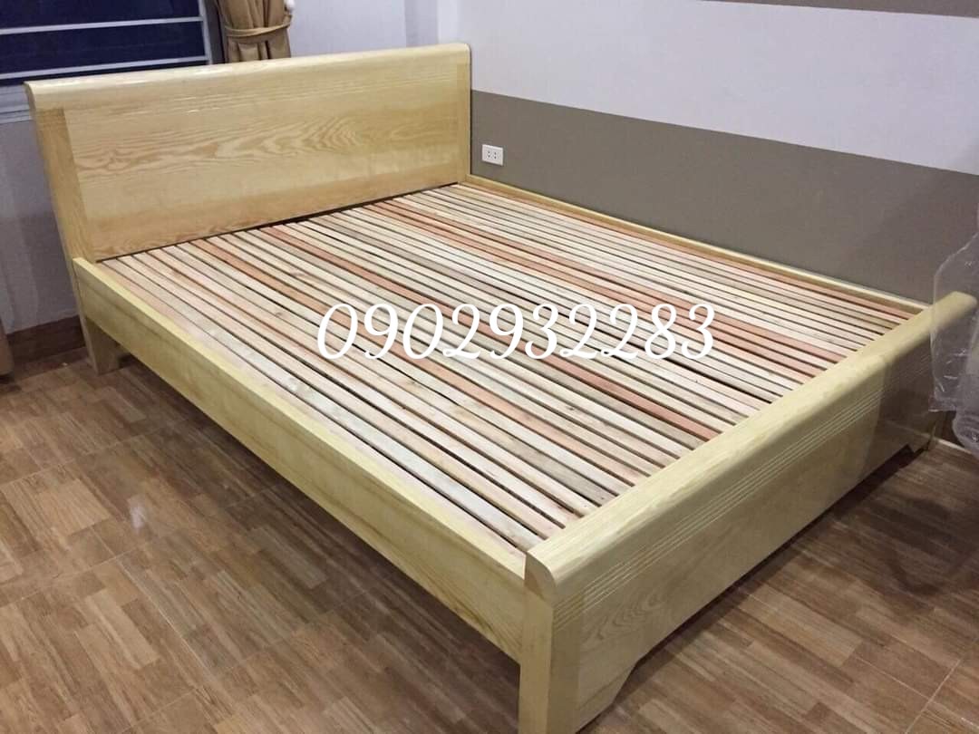 Giường ngủ gỗ sồi mẫu trơn