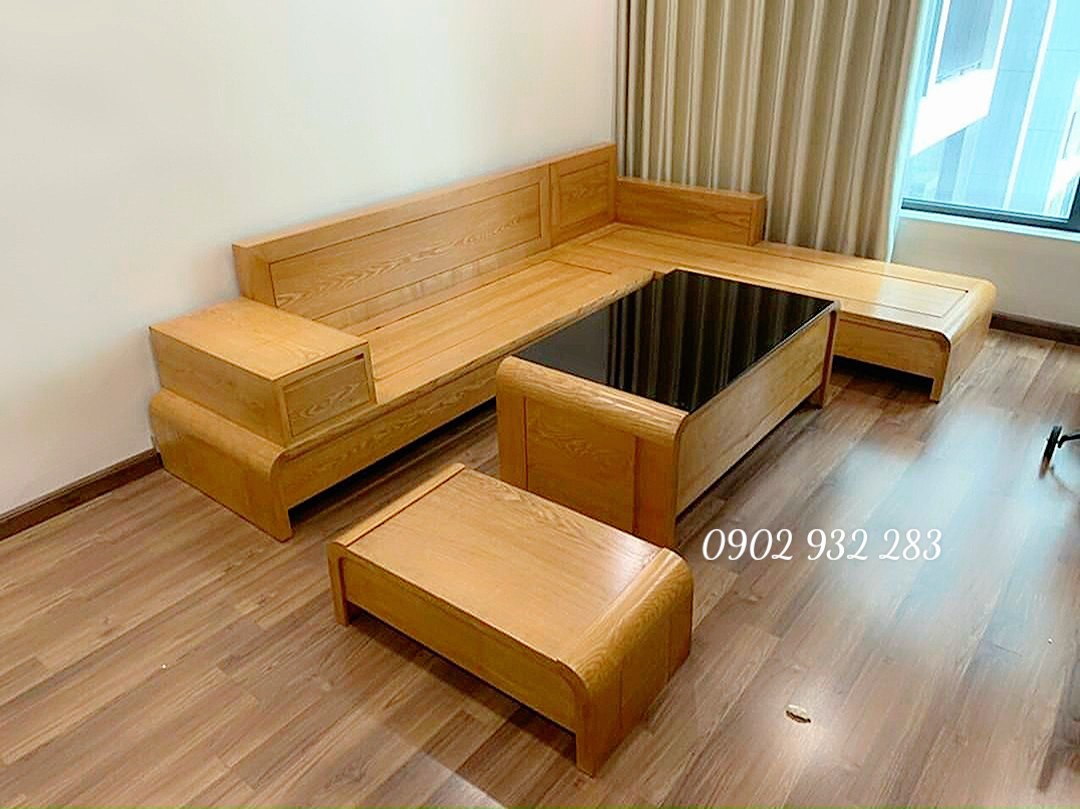 Bộ sofa góc gỗ sồi mẫu hiện đại góc 2m80 x 1m80 