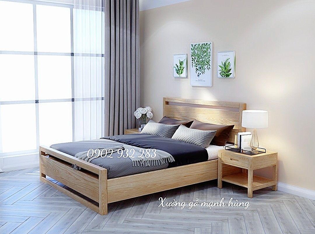 Giường gỗ sồi mẫu hiện đại G02